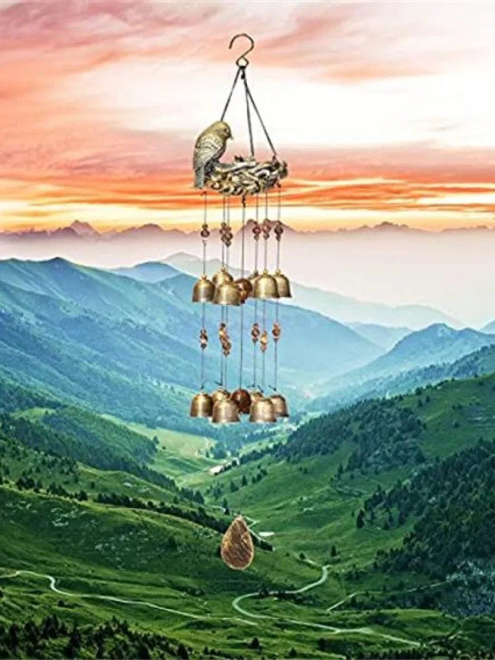 Bird Nest Wind Chimes Wind Chimes for Outside with 12 Wind Bells for Glory